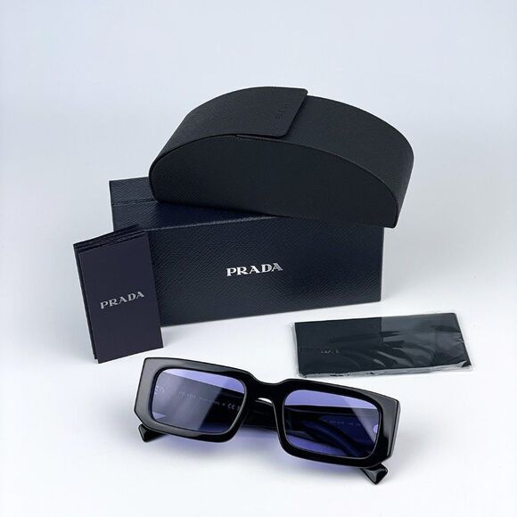 NEW Prada PR06YS 02Z01O Black Blue Rectangle Unisex Sunglasses - Picture 11 of 11